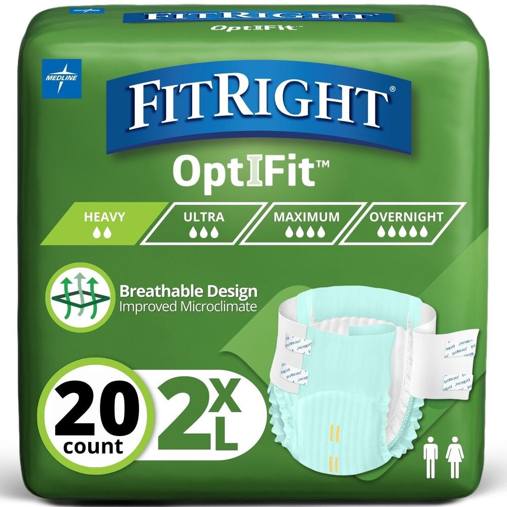 FitRight Adult Incontinence Briefs, Moderate Absorbency, 2XL, 20 Count
